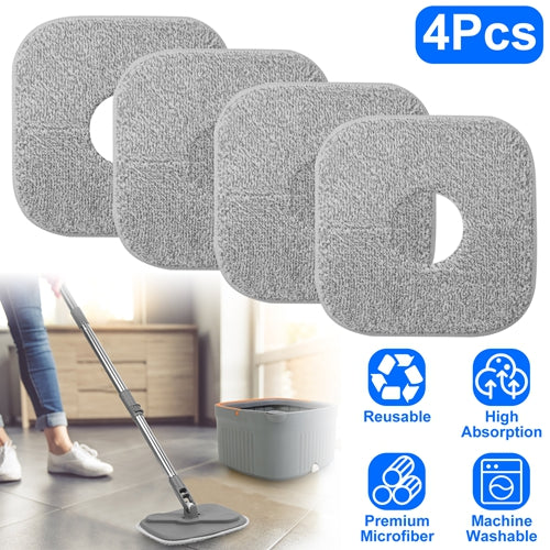 4PCS Microfiber Mop Pads – Reusable, Washable Flat Mop Refills