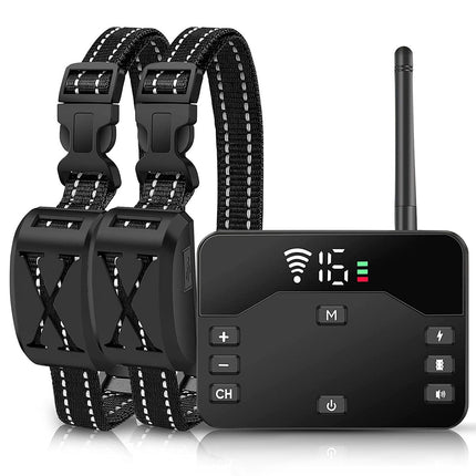 2 In 1 Wireless Electric Dog Fence Waterproof Pet Shock Boundary Containment System Electric Training Collar with 2 Receiver Collars for Small Medium