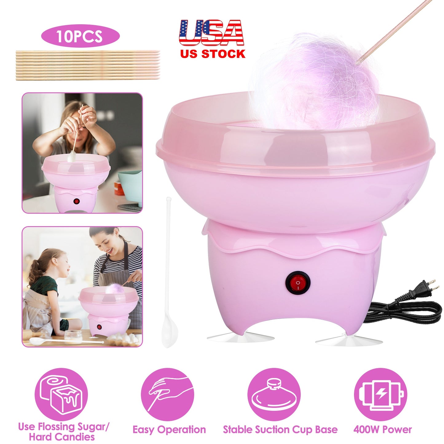 Cotton Candy Maker Portable Cotton Candy Machine Electric Cotton Candy Expressfor Kids Christmas Gift Birthday
