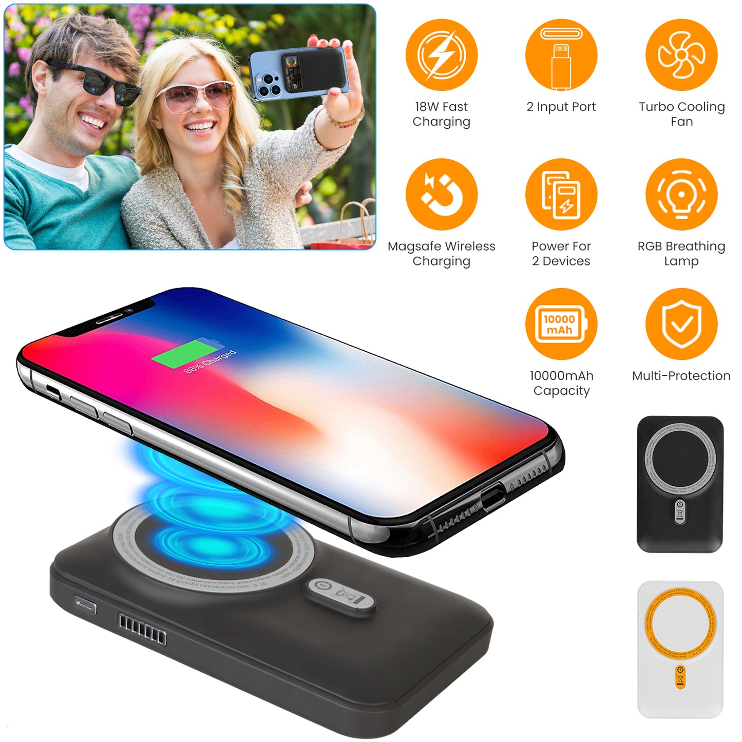 Magsafe Wireless Power Bank 10000mAh Magnetic Portable 18W Fast Charger Fit for IOS Phone 15/14/13/12 Series and More