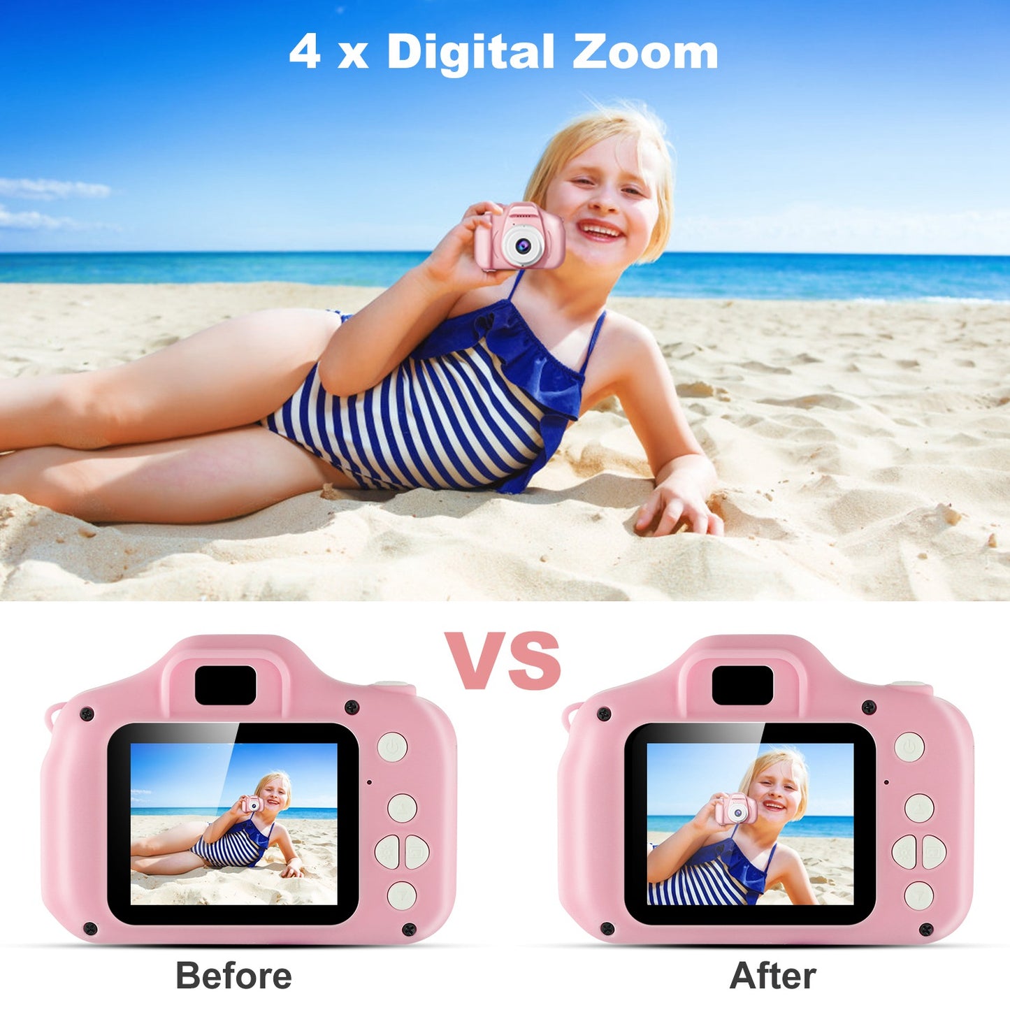 iMounTEK Kids Digital Camera w/ 2.0Ó Screen 12MP 1080P FHD Video Camera 4X Digital Zoom Games 32GB Card Supported Shockproof Child Camcorder for 3-10