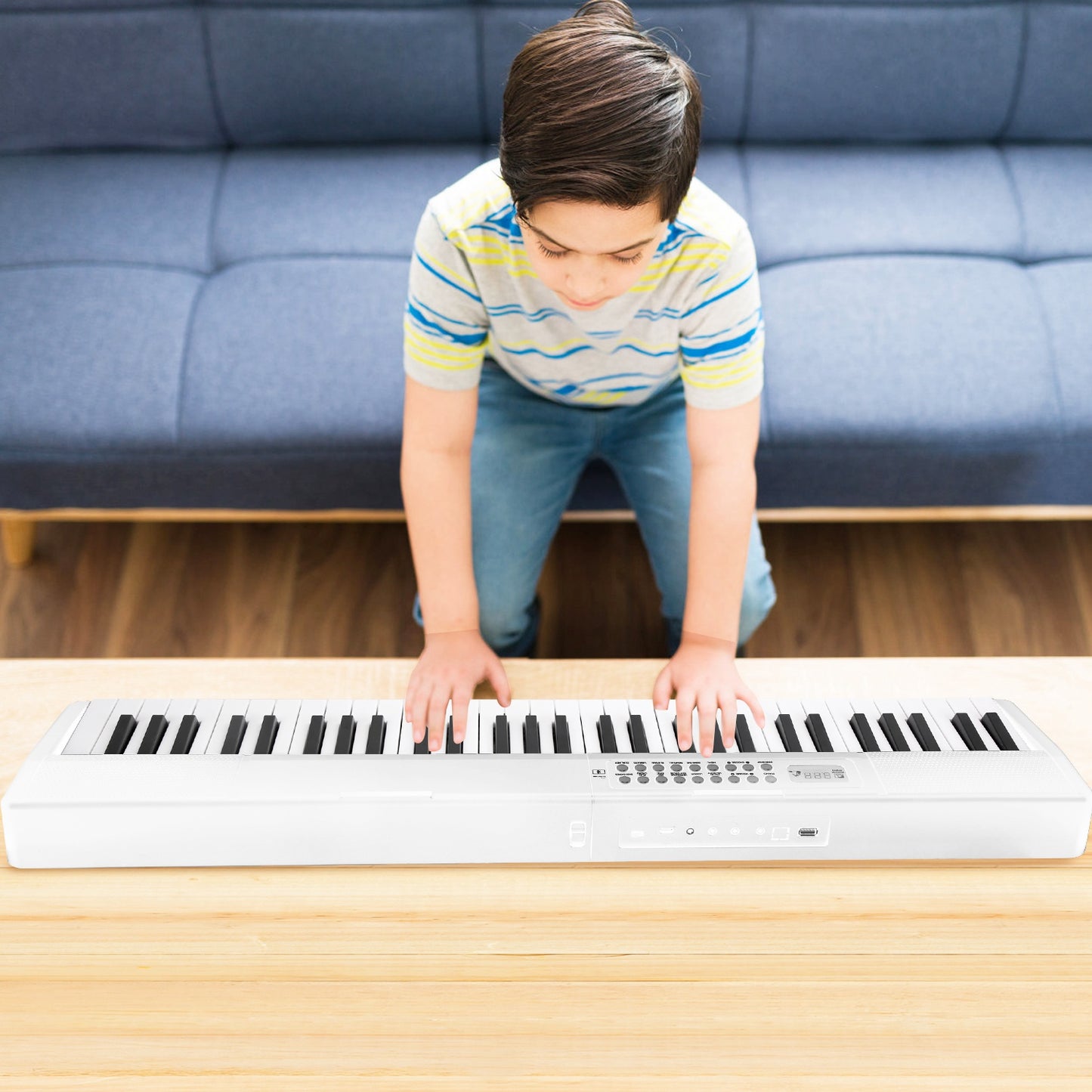 61Keys Foldable Electronic Piano Keyboard With Micro Audio Sustain Pedal Music Stand Storage Bag Portable Wireless MiDi Connection Keyboard For Beginn