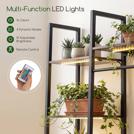 10-Tier Plant Stand with 16-Color LED Lights, 55.5" Tall