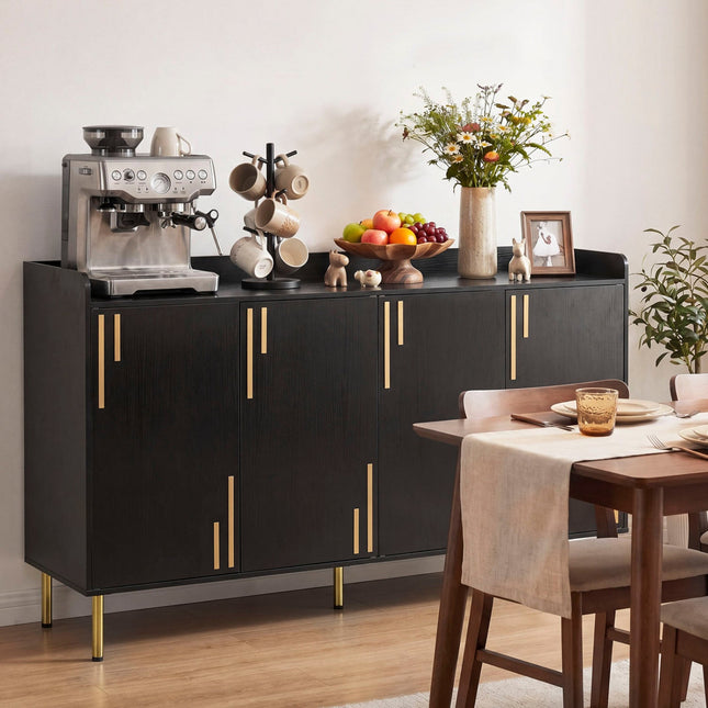 55" Buffet Cabinet with 4 Doors and Metal Legs