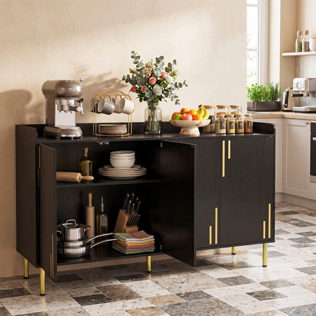 55" Buffet Cabinet with 4 Doors and Metal Legs