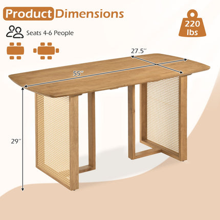 55" Dining Table Set with 2 Benches for 4 People