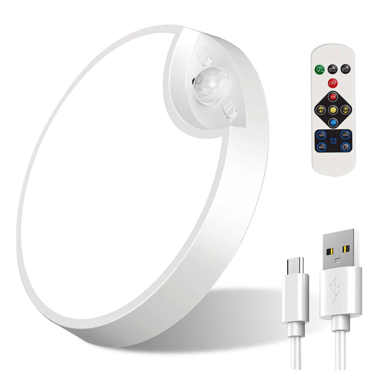 Rechargeable Motion Sensor Ceiling Light Dimmable LED Ceiling Light with Remote Timer 3 Light Colors 3 Modes for Stairs Garage Bathroom