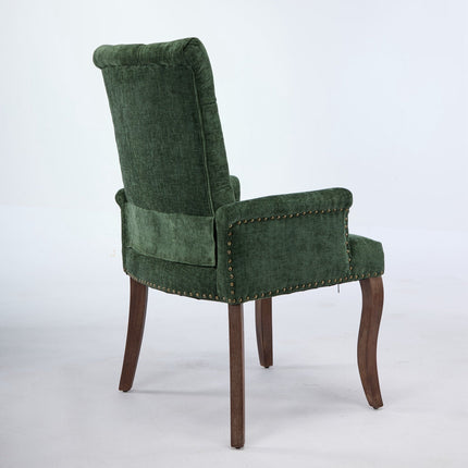 Tufted Dining Chair with Nailhead Trim & Curved Wood Legs