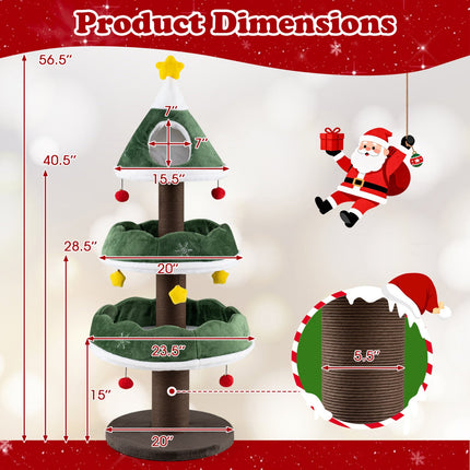 Multi-Level Cat Tree Tower 56.5" with Scratching Posts