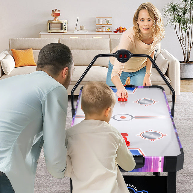 56 Inch Air Hockey Table with LED Digital Scoreboard and Powerful 12V Motor-White