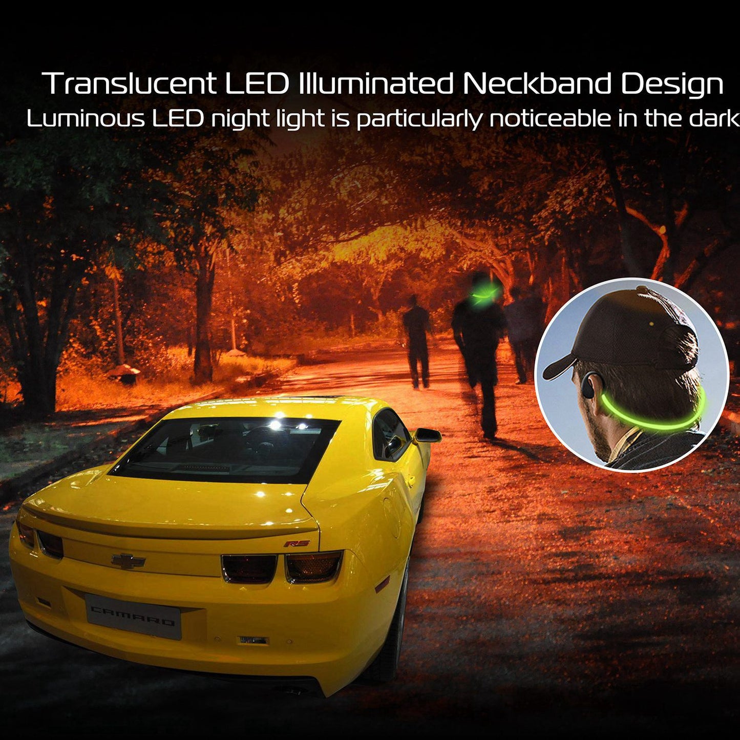 Wireless Sports Headsets Wireless V4.1 Neckband Earphones HD Stereo Sweat-proof Headphones Earbuds w/ LED Light Mic 8Hrs Work Running