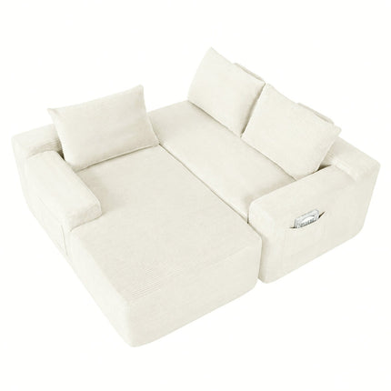 Cloud L-Shaped Corduroy Sectional Sofa with Chaise Lounge