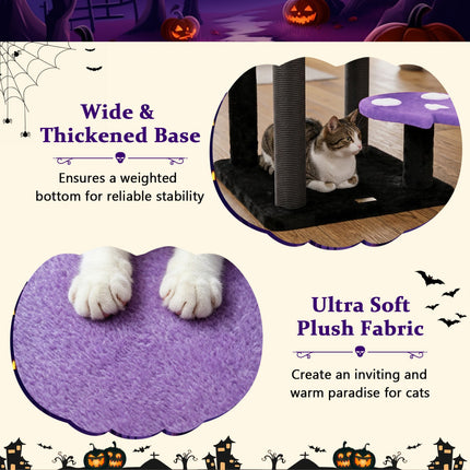 57" Gothic Cat Tower with Padded Perch and Spider Toy