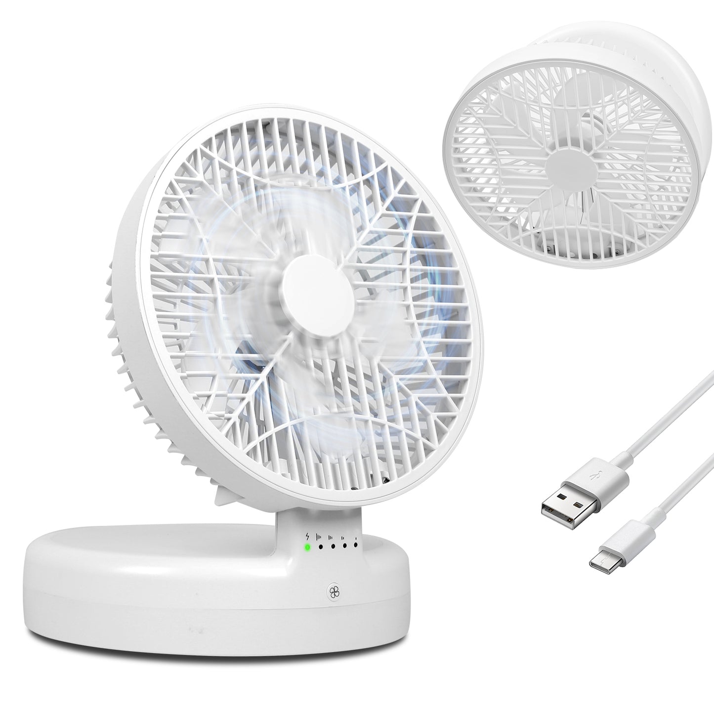 Quiet Table Fan 90¡ Foldable Desk Fan with 4 Wind Speeds Type-C Rechargeable Wall-Mounted Fan Portable Desktop Fan for Home Bedroom Kitchen Office Out
