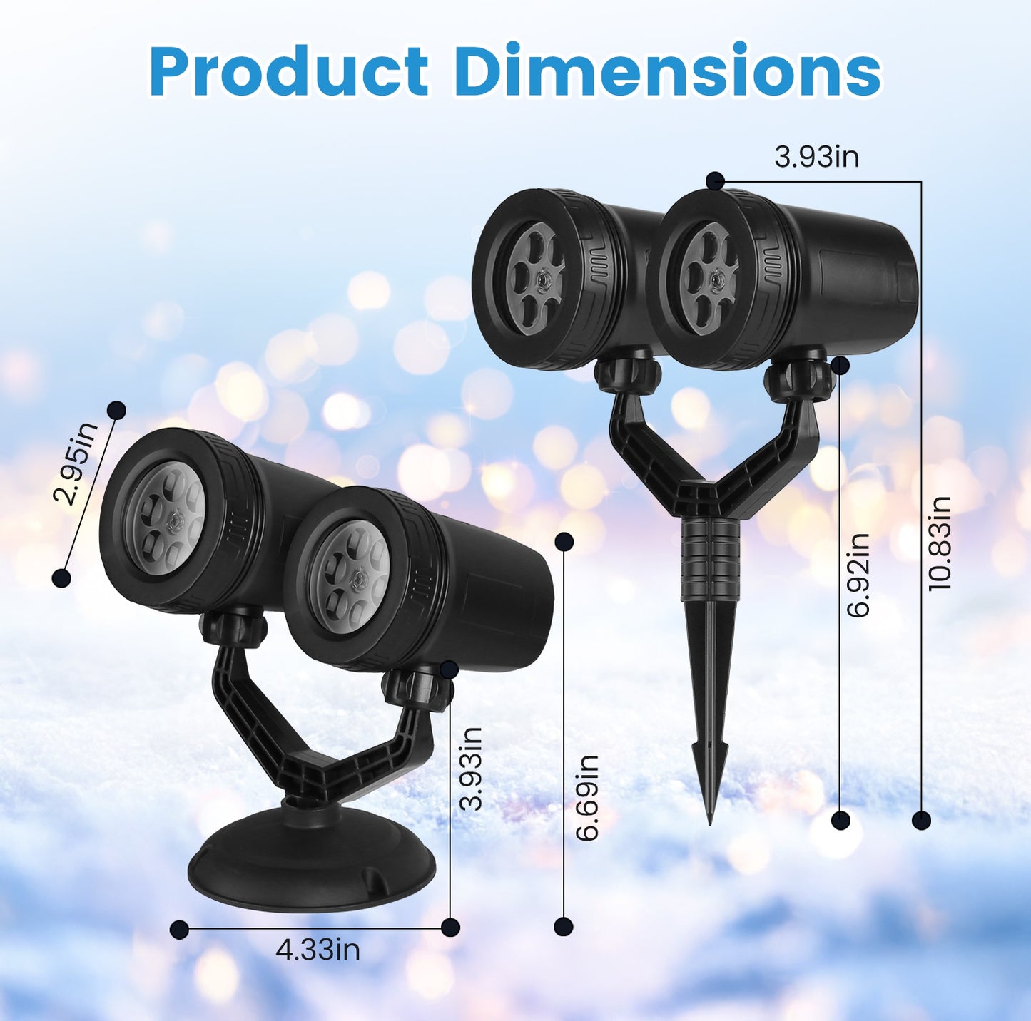 Christmas Snowflake Projector Light – Dual-Head LED, IP44 Waterproof