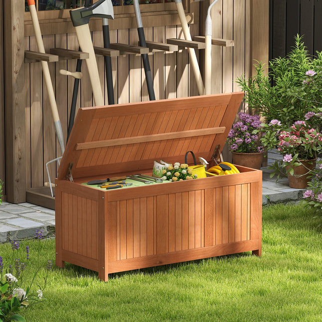 58 Gallon 3-in-1 Patio Wood Deck Box with Flip Top for Cushions