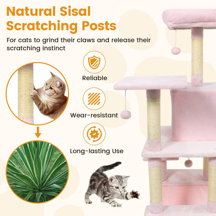 58" Multi-Level Cat Tree Soft Plush Cat Tower with Padded Top Perch