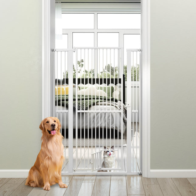 59‚Äù Extra Tall Pet Gate Heavy-Duty Metal Cat Gate with Wide Opening-White