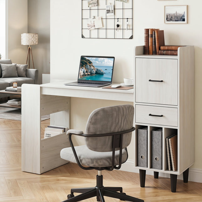 59" L-Shaped Corner Desk with Storage Shelves and Drawer
