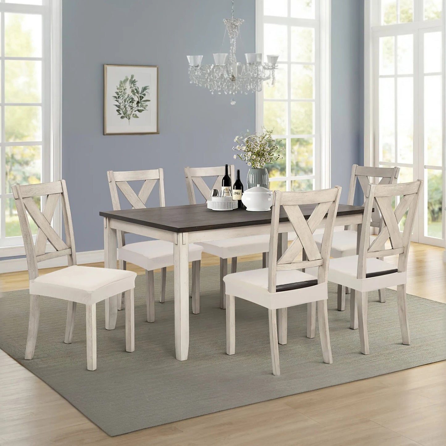 4Pack Waterproof Dining Chair Slipcovers Stretch Chair Seat Slipcovers Removable Washable Jacquard Seat Covers for Dining Room