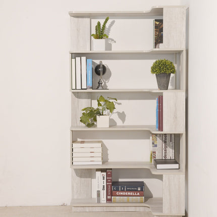5-Tier L-Shaped Corner Bookshelf with 6 Open Shelves