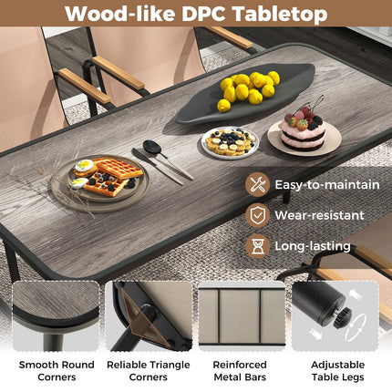 5 Pieces Patio Dining Set with Rectangular Table and Fabric Chairs-Brown