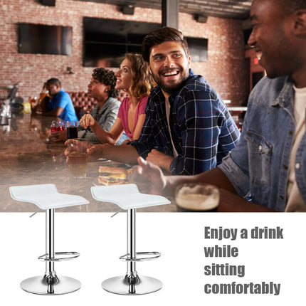 Set of 2 Adjustable PU Leather Backless Bar Stools