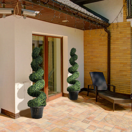 4 Feet Artificial Boxwood Spiral Green Leaves Tree
