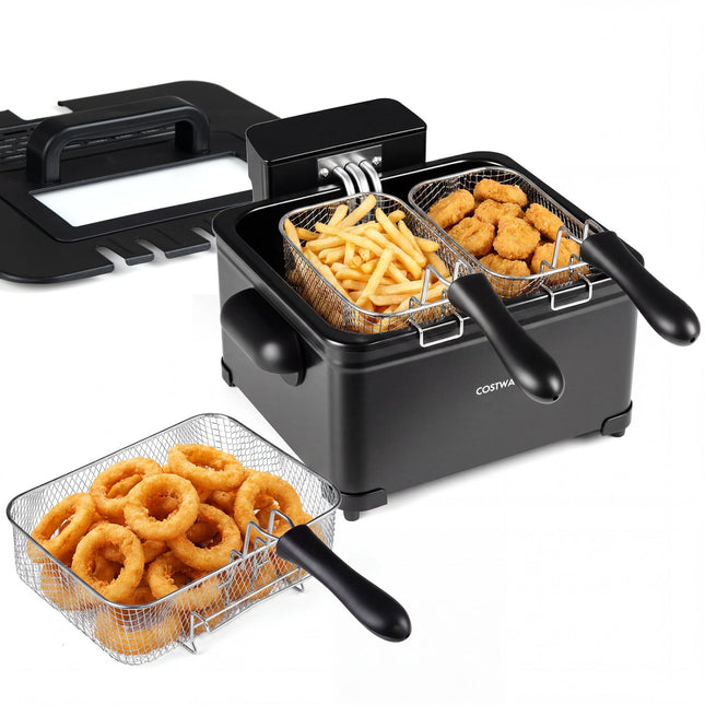 5.3-Qt Electric Deep Fryer with 3 Baskets 1700W LED Touch Screen and 6 Presets