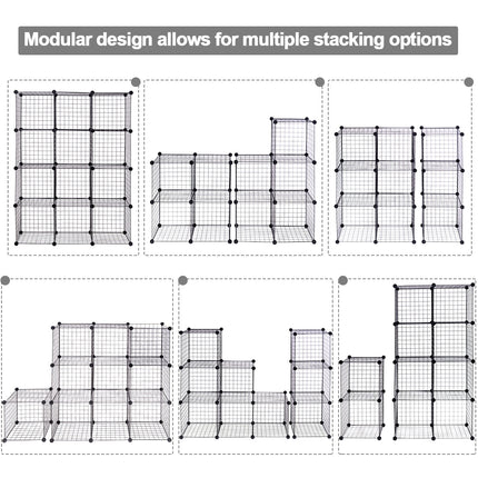 12-Cube Wire Storage Organizer 42" x 14" x 56" Metal Grid