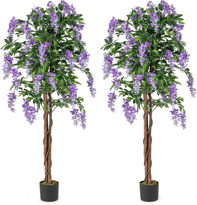 Artificial Wisteria Tree 5.5 FT with Nursery Pot Set of 2