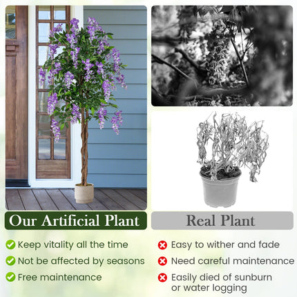 Artificial Wisteria Tree 5.5 FT with Nursery Pot Set of 2
