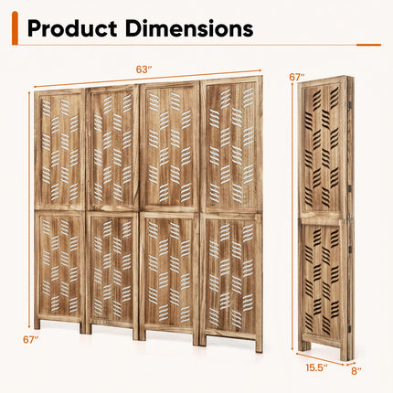 4-Panel Room Divider with Wave Cutout - 5.5 FT Tall