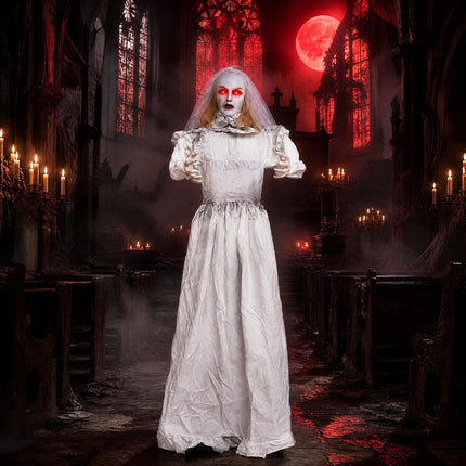 Animated Halloween Ghost Bride Decoration 5.7 ft Turning Head