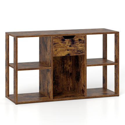 5-Cube Bookcase with Storage Drawer - Rustic Brown