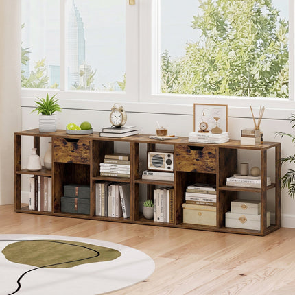 5-Cube Bookcase with Storage Drawer - Rustic Brown