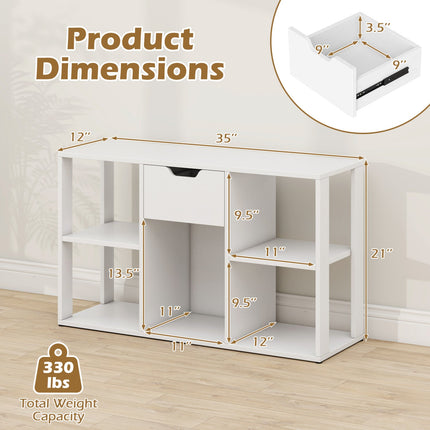 5-Cube Bookcase with Storage Drawer - Rustic Brown