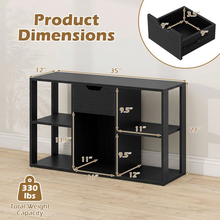 5-Cube Bookcase with Storage Drawer - Modern Display Shelf