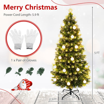 5 FT Pre-Lit Fiber Optic Christmas Tree with LED Lights