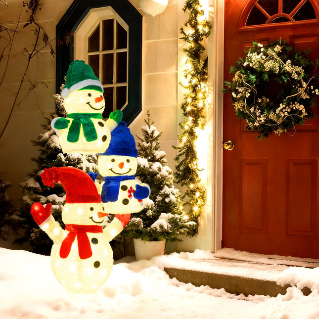 5 FT Stacked Snowman Lighted Christmas Decoration with 110 LED Lights