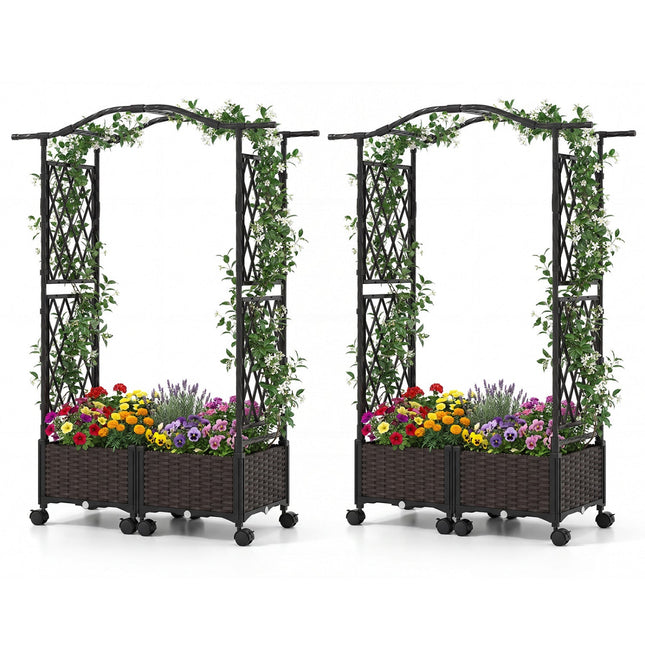 5 FT Tall Raised Garden bed with Lockable Wheels and Hanging Roof for Climbing Flowers