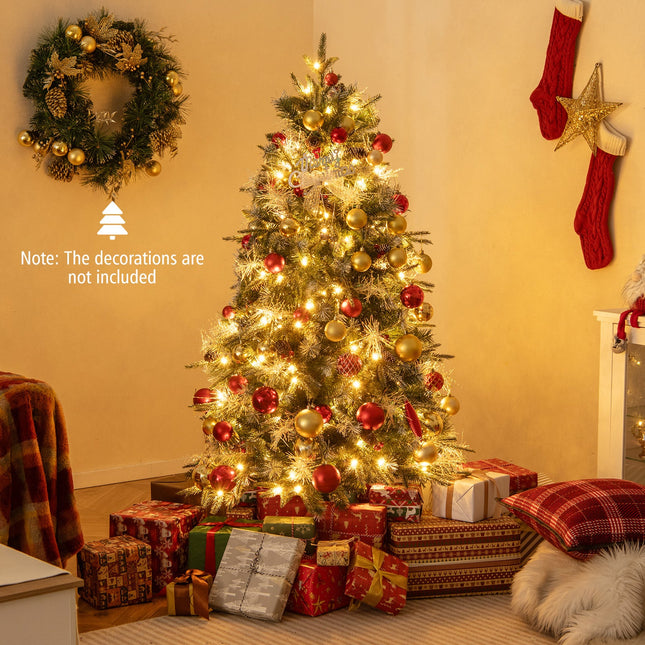 5 Feet Pre-Lit Artificial Christmas Tree with 8 Modes LED Lights with Berries