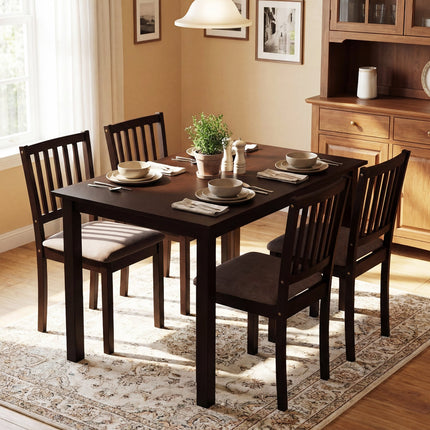 5-Piece Dining Table Set for 4 Rectangular Kitchen Table with 4 Upholstered Chairs