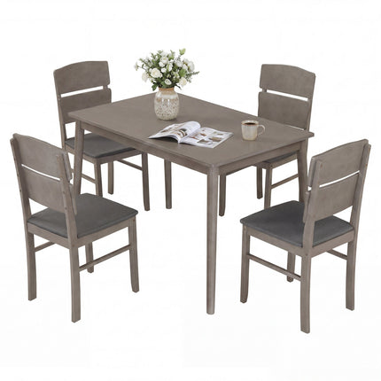 5-Piece Dining Table Set with High Curved Back Chairs
