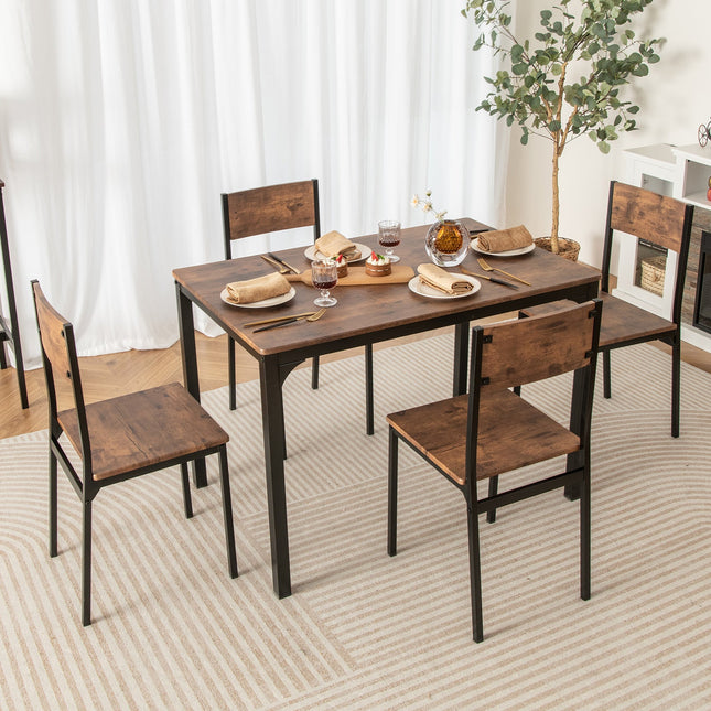 5 Piece Dining Table Set Industrial Style Kitchen Table and Chairs for 4