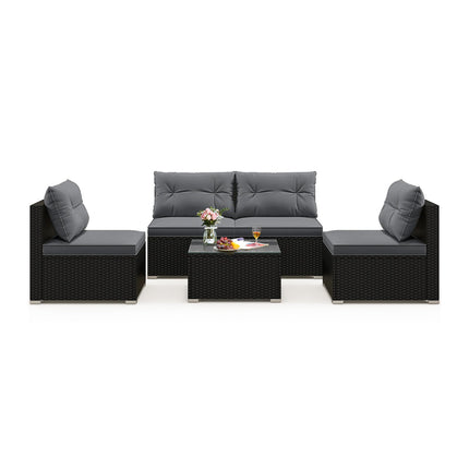 5-Piece Outdoor Patio Furniture Set with Cushions and Coffee Table