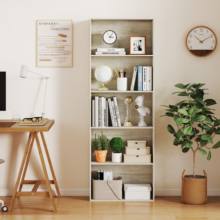 5-Tier Bookshelf Freestanding Display Shelf 67" Gray