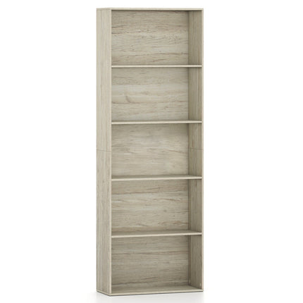 5-Tier Bookshelf Freestanding Display Shelf 67" Gray