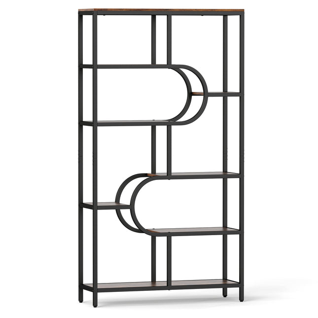 5-Tier Bookshelf Tall Etagere Bookcase with Open Storage Shelves and U Shape
