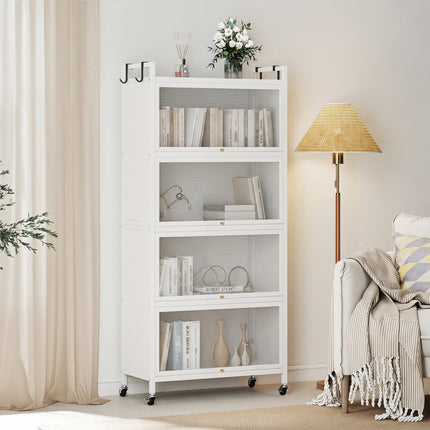 5-Tier Kitchen Storage Cabinet with Rolling Wheels - White